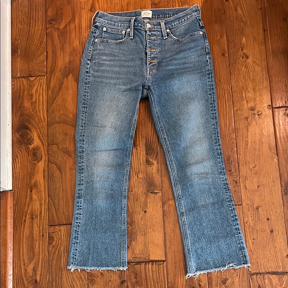 J. Crew Cropped Denim Jeans with Frayed Hem